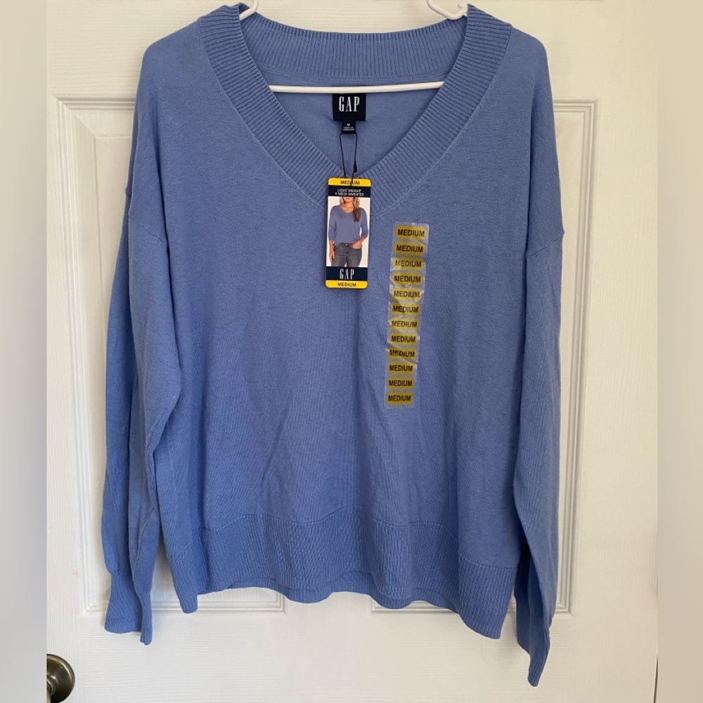 GAP Women’s V-Neck Sweater in Light Blue